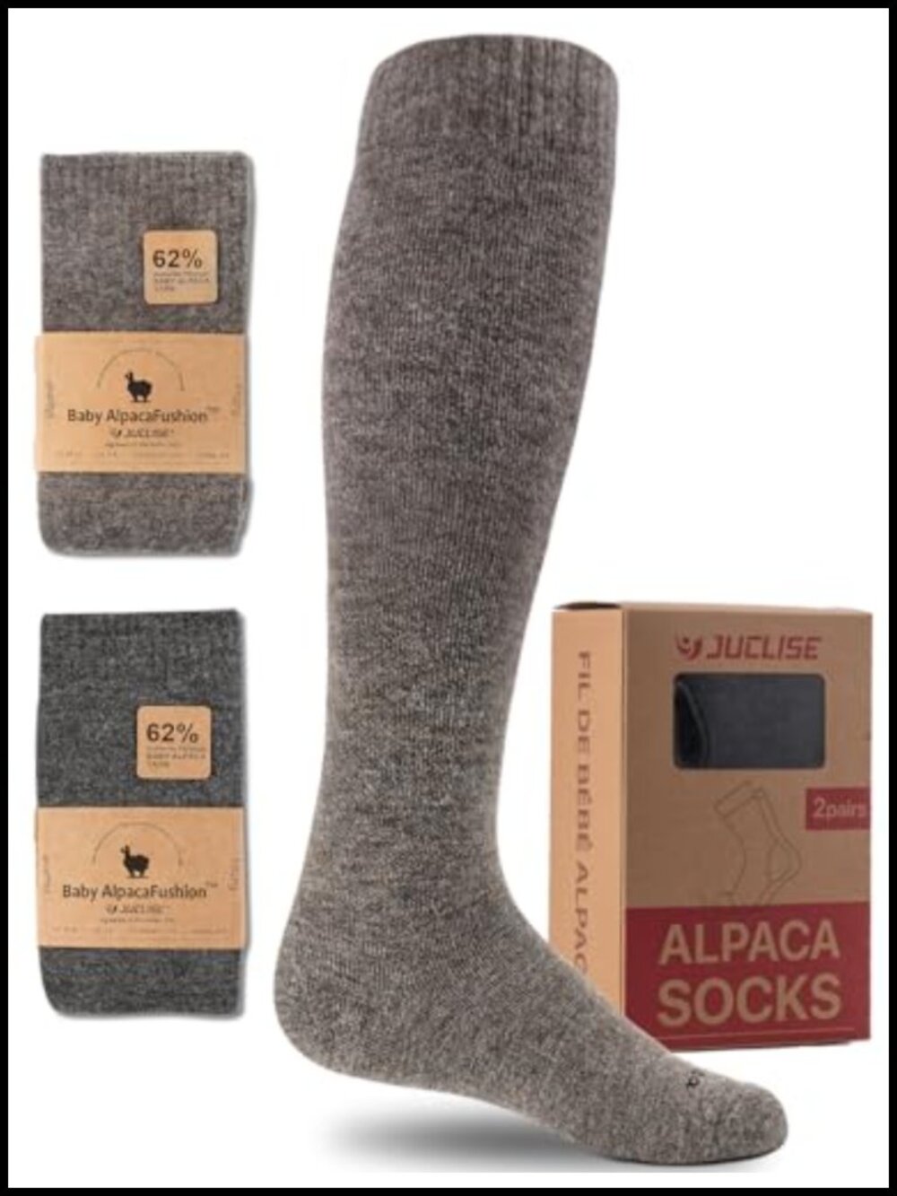 Alpaca Wool Merino Blend Knee-High Compression Socks 15-25 mmHg